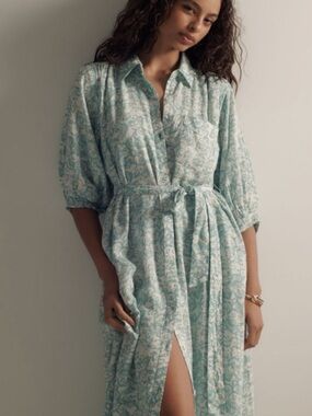 NWT Anthropologie Maeve The Irene Linen Button front Shirt Dress